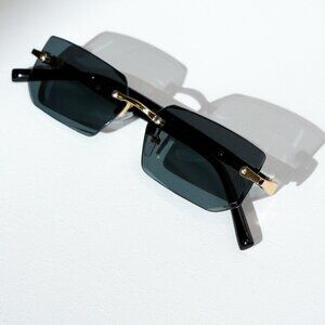 y2k rectangle retro style Black Frame, Dark Lens frame sunglasses